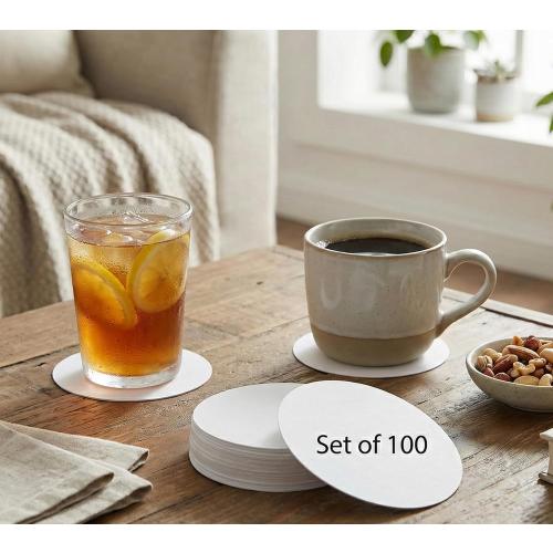 eSplanade Disposable Coaster - Made with Paper (Set of 100) - Use and Throw Beer Coasters - Perfect for Bar, Hotel, Restaurant Purpose & Parties - Round