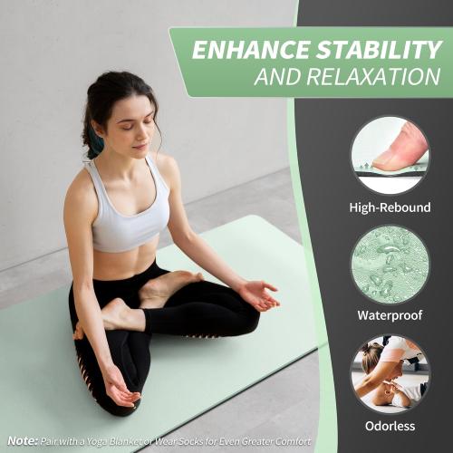 CAMBIVO Yoga Mat for Women Men Kids, 1/3 & 1/4 & 2/5 Inch Extra Thick Yoga Mat Non Slip, 72 x 24 TPE Yoga Mats, Workout Mat with Carrying Strap for Yoga, Pilates and Floor Exercises