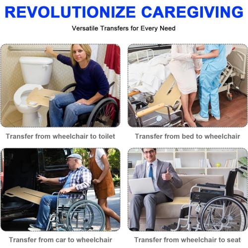 360-Degree Turntable Transfer Board, Sliding Board for Smooth, Pain-Free Transfers from Wheelchair to Bed, Toilet, Car, with Non-Slip Pads, for Seniors, Disabled, Patients (31.5 x 12 x 0.7)