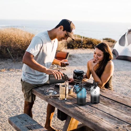 BLUE AND BLACK One Gallon Water Bottle Insulated, Triple Walled Vacuum Stainless Steel (Cold for 48 Hrs), Leak Proof & Non-BPA, Large Water Flask Jug with Paracord Handle & Straw Spout Lids