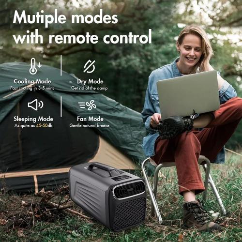 Portable Tent Air Conditioner for Camping, 5200BTU Fast Cooling Quiet Small Light Air conditoning 400W Low Power for RV, Truck, Van Black Grey