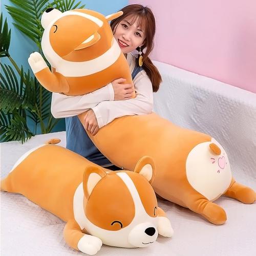 Shiba Inu Plush Pillow Stuffed Animal Dog 47.2inch Cute Corgi Akita Soft Plush Toy Comfort Cushion Gifts for Girls Boys (Orange, 120cm/47.2inch)