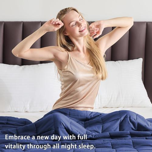 yescool Weighted Blanket for Adults (17 lbs, 60 x 80, Blue) Cooling Heavy Blanket for Sleeping Perfect for 110-130 lbs, Queen Size Breathable Blanket with Premium Glass Bead, Machine Washable