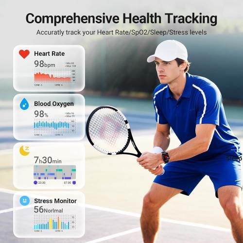 Smart Watches for Men Android iPhone (2 Bands), 1.85 AMOLED Screen Smartwatch Fitness Tracker 3ATM Waterproof with Bluetooth Calls, AI Control, Heart Rate/SpO2/Sleep Monitor, 7 Days Battery