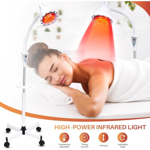 White Infrared Light Therapy 275W Red Infrared Therapy Lamp for Body or Pain Therapy Device with Timer and Adjustable Height Stand