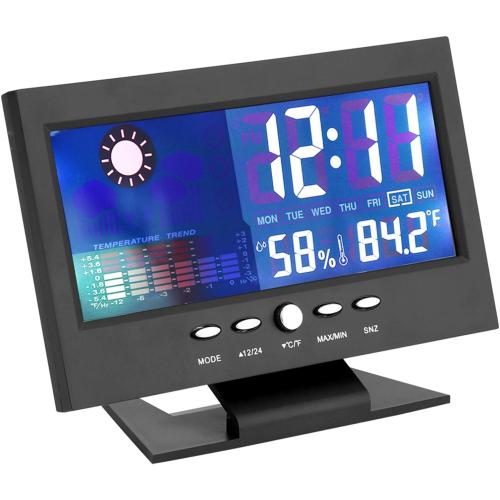Temperature Humidity Clock with Alarm, Calendar, Weather Forecast for Home