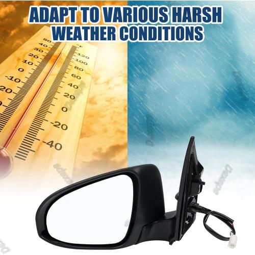 Driver Side Mirror Assembly Compatible with Toyota Corolla 2014-2019 Non-heated Power Adjustable Glass Replace 8794002F20, 8794002F21, TO1320293, 8794002941 Black (3Pin Left)