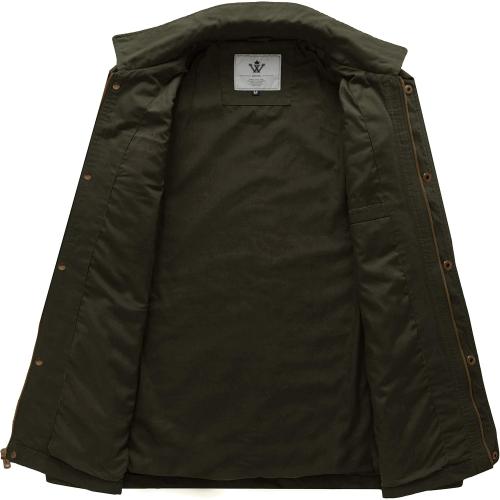 Size M WenVen Men's Casual Canvas Cotton Military Lapel Jacket