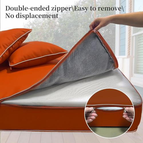 Outdoor Daybed Cushion Cover Twin,Daybed Mattress Bolster Pillow Fitted Sheet Cover,Twin Size Outdoor Daybed Cushion Covers (Spice Orange, 75 * 39 * 6in)