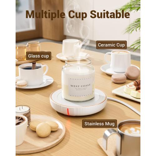 HouseGem Large Candle Warmer Plate - Coffee Cup Mug Warmer for Desk, Candle Melter, Electric Mug Heater for Beverages, Milk & Tea, Coffee Accessories Ideal Gifts Keep Cup Warm (White)