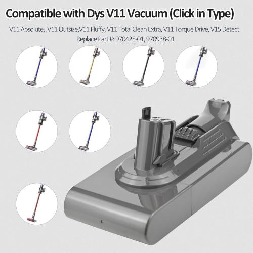 25.2V 6.0Ah Battery Replacement for DYS V11 Battery, Compatible with DYS Cordless Vacuum Battery V11 Torque Drive,V11 Click-in,V11 Torque Drive Extra（NOT FIT V11 SV14 Screw-in Type）