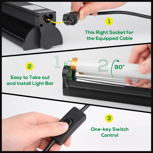 T5 UVB Reptile Light Fixture HO UVB Bulb Lighting Combo Kit, 10.0 UVB Light for Reptiles Terrarium Hood with 8W Reptile Light Bar UVA UVB Desert Lamp for Bearded Dragon Turtle Tank, 12 Inch