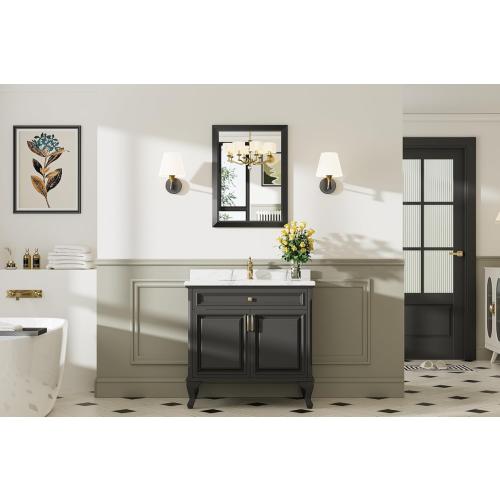 Size 22x30 Inch Color Black Bathroom Mirror for Wall, Thick Metal Framed Rectangle Mirrors for Over Sink, Bedroom, Living Room, Entryway, Anti-Rust, HD Tempered Glass