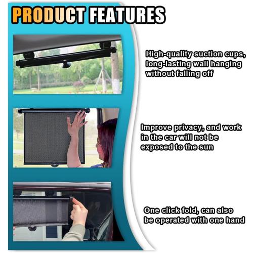 2PCS Car Window Shades for Baby, 18×15 Retractable Car Shades for Side Window with Suction Cups, Blocks Heat and UV Rays Glare Protection, Baby Auto Accessories for Cars House Office Window