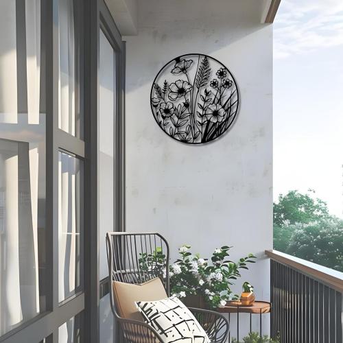 Metal Wall Decor | 17'' x 17'' x 0.05'' Bonsai Tree Themed Metal Wall Art | Handmade Indoor and Outdoor Wall Decorations