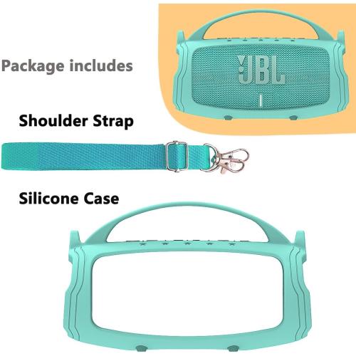 JCHPINE Silicone Cover Case for JBL Charge 5 Portable Bluetooth Speaker, Protective Skin Holder for JBL Charge 5 Speaker Accessories (Teal Case, NOT Fit Wi-Fi Version)