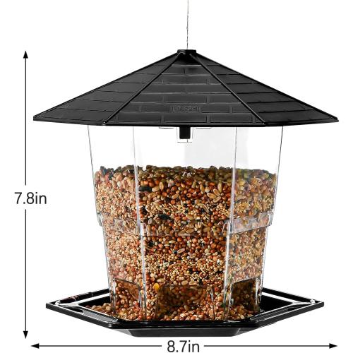 Bird Feeders for Outdoors Hanging Bird Feeder Wild Birds Seed, Black