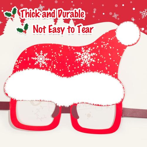 BigOtters Christmas Paper Eyeglasses, Christmas Party Glasses Bulk Frame Costume for Adults and Kids Party Favors Photo Booth, 12PCS