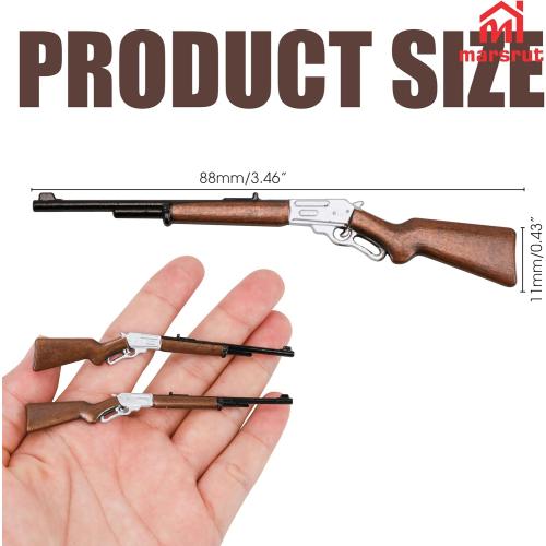 4pcs Miniature Rifle, 1/12 Scale Gun Dollhouse Models, Tiny Fake Sniper Accessory, Mini Hunting Shotgun Figurine Miniatures Parts Items for Small Retro Garden, Western Farm Decoration, Crafts, Long