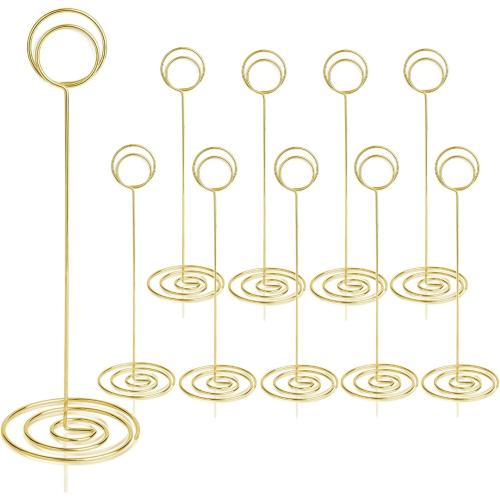 Table Number Holders 10Pcs - 8.75 inch Tall Table Number Stands Place Card Holder for Wedding Party Graduation Reception Restaurant Home Photo Picture Office Memo (Gold, 8.75)