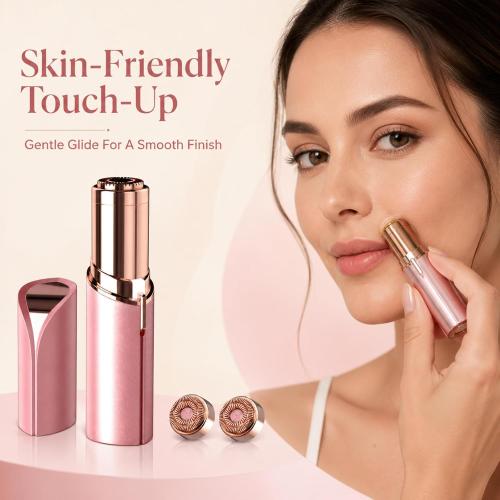 Flawless Facial Hair Removal for Women Men，Electric Painless Hair Removal Device Included 2 x Replacement Heads，USB Rechargeable Lady Womens Face Shaver with LED Light for Lip,Chin,Arms