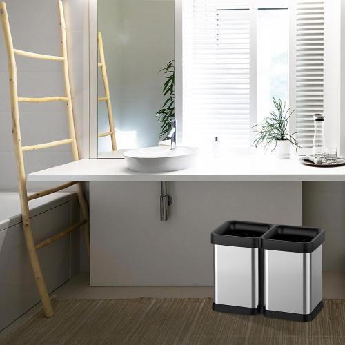 GAOMON 2x5.3 Gallon Kitchen Trash Can, Dual Compartment Waste Bins, Open Top, No Lid Stainless Steel Trash Bin for Kitchen, Office, Restaurant