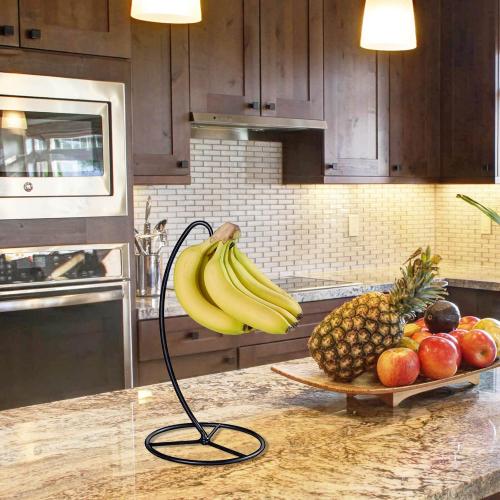 Banana Holder Stand, Banana Hanger Stand Black, Metal Bananas Tree Hanger to Keep Bananas Fresh for 15LB