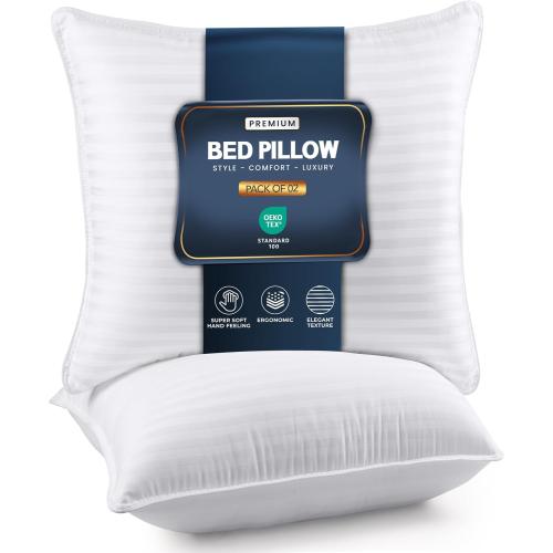 26 in.x 26 in Bedding Bed Pillows for Sleeping European Size (White), Set of 2, Down Alternative Pillow for Sleeping, Cooling Hotel Quality Pillow Set for Back, Stomach or Side Sleepers