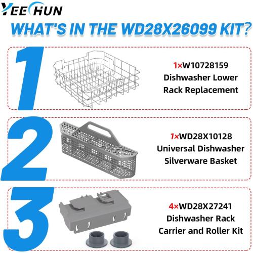 WD28X26099 Lower Rack for GE Dishwasher Rack Replacement,Stainless Steel | GDT535PSM0SS GDF510PSM0SS Bottom Dishrack Replacement Parts WD28X34744 WD28X24478 Ge Dishwasher Lower Rack With Wheels