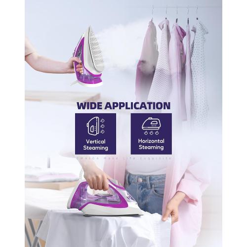 OMAIGA 1750W Steam Iron for Clothes, 450ml Large Water Tank, Self-Cleaning