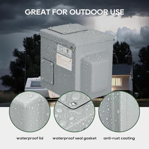 RVGUARD 30 Amp 125 Volt RV/EV Power Outlet Box, Enclosed Lockable Weatherproof Outdoor Electrical NEMA TT-30R Receptacle Panel, ETL Listed
