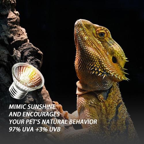 2-Pack 50W UVA Bulbs, Light Turtle Heat Lamp for Reptiles and Amphibian Tanks, Terrariums and Cages, Fit E26 Heat Reptile Lamp,Works with Various Lamp Fixtures,for Lizards, Snakes, Turtles