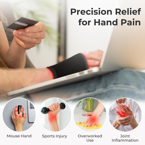 Rechargeable Cordless Red Light Therapy Wrist Wrap for Hand, Wrist, Finger, and Joint Discomfort, Ideal for Office Workers and Sports Enthusiasts