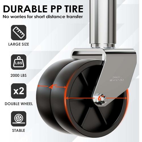 2000 lbs Trailer Jack with Dual Wheel, Heavy Duty Swivel Boat Jack, 12 Lift, Bolt-on Tongue Trailer Jack for RV Boat Trailers