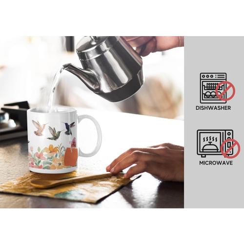 Onebttl Funny Hummingbird Color Changing Coffee Mug - Hummingbird Magic Heat Changing Mug - Hummingbird Gifts for Women, Men, Hummingbird Lovers on Birthday, Xmas - (White)