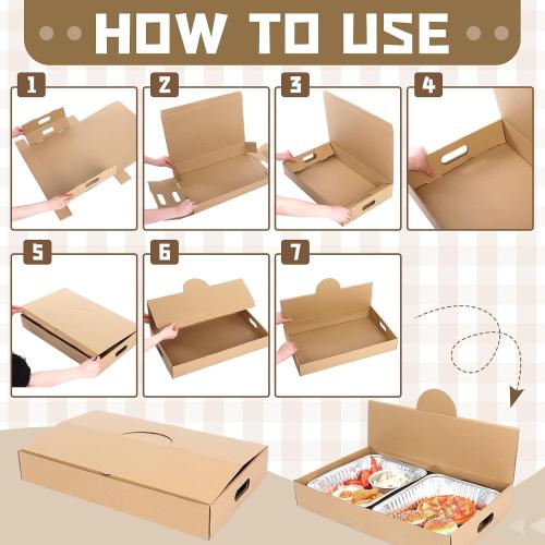 35 Pack Pop-up Catering Box 22 x 13.5 x 3.5 Inch Kraft Corrugated Full Pan Catering Box Secure Stackable Food Delivery Container Bakery Storage Boxes for Party Theaters Stadiums