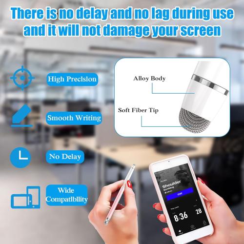 Bopomofo 2PCS Stylus Pens for Touch Screens,Stylus Pen for iPhone/iPad/Tablet Android/Microsoft Surface,Compatible with Touch Screens(White Pink/White Blue)