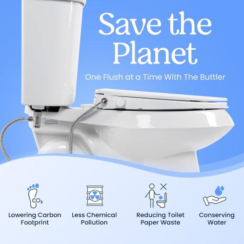 CLEAR REAR Elongated Bidet Toilet Seat – Non Electric Attachment for Toilets, Easy to Install Self Cleaning, Rear & Feminine Wash Nozzles, Adjustable Water Sprayer, Eco Friendly Hygienic Upgrade