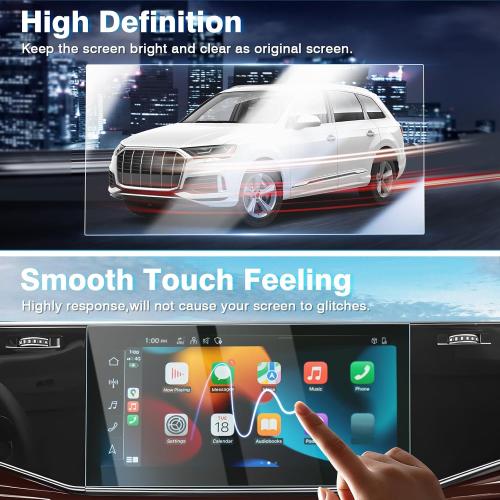 Karltys 2 Pack Screen Protector for 2020-2025 Audi Q7 Q8 10.1-Inch Upper   8.6-Inch Lower Screen, 9H Tempered Glass Screen Protector for Audi Q7 Accessories, Car Radio Screen Cover Anti Fingerprint