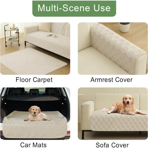 Foxdecor Couch Covers for 3 Cushion Couch Sofa Pet Friendly, Funny Fuzzy Pet Couch Covers, Anti Slip Sofa Covers Dog Cover for Couch Protector. (Cream White, 30x70 inch)
