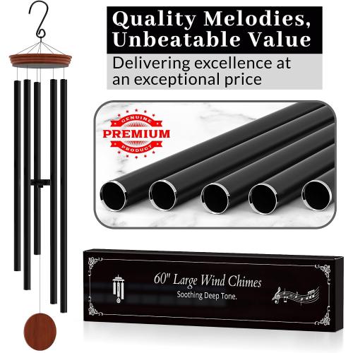 60 Extra Large Wind Chimes for Outside Deep Tone - Soothing Wind Chimes Outdoor Unique, Big Huge Long Windchimes for Outside for Outdoors