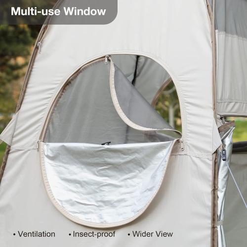(tan/beige) TRIPTIPS Pop Up Shower Tent with Mesh Window, Portable Toilet Privacy Tent, 6.9 FT, Removable Rain Cover/UPF 50