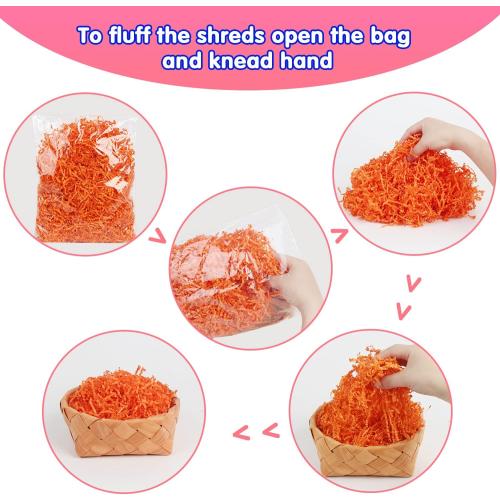 LOMIMOS 250g/8.8oz Halloween Orange Raffia Paper Confetti Shred,for Thanksgiving Day Gift Wrapping Craft DIY Packaging Filling Party Decoration