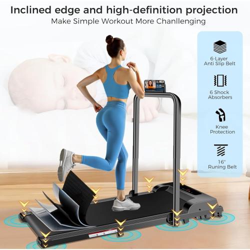 Walking Pad with Handle Bar, 3 in 1 Under Desk Treadmills with Remote Control, Electric Compact Treadmill,2.5HP Treadmills for Home Small Space, Portable Treadmill with Handle, 300 LBS Capacity