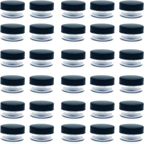 30 Pcs Sample Containers, 10 Gram Mini Sample Jars for Cosmetic, Eye shadow, Black Lid