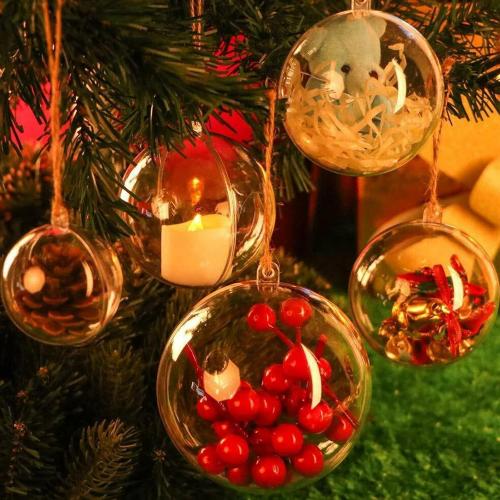 20 Pack Clear Plastic Fillable Ornament Ball