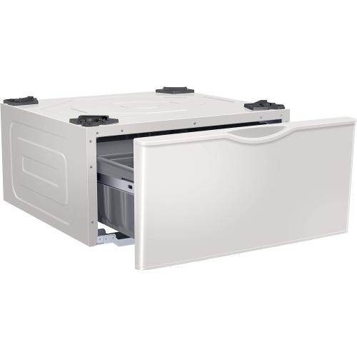SAMSUNG 27-Inch Washer Dryer Pedestal Stand w/ Pull Out Laundry Storage Drawer, Stainless Steel, WE402NE/A3, 28.1D x 27W x 14.2H, Ivory