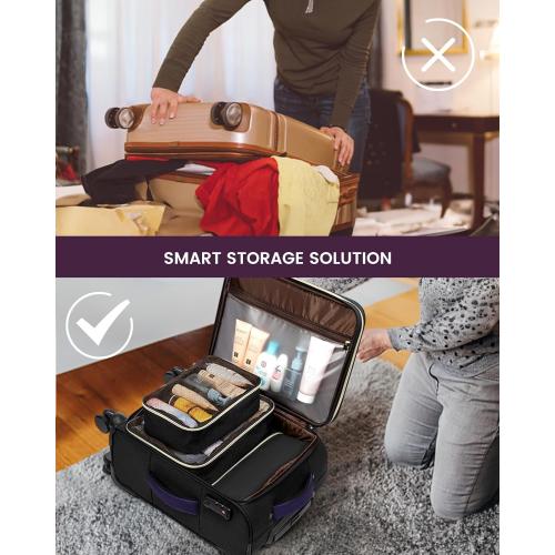 LOVEVOOK 4 Pcs Carry On Luggage 22x14x9 Airline Approved, 20 Inch Carry On Suitcases with Wheels, Softside Rolling Suitcase for Women Men, with TSA Lock Weekender Travel Luggage