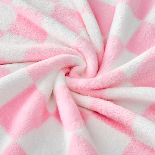 Pink Checkered Blanket, Ultra Soft Fleece Checkered Throw Blankets for Couch Bed and Travel, Luxury Throws for All Seasons, 50x60 Inch, Pink