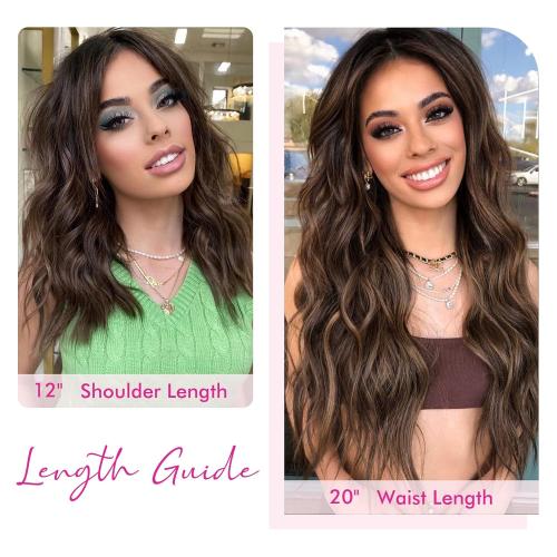 REECHO Invisible Wire Hair Extensions with Thinner Softer Lace Weft (Chocolate Brown with Highlights, 16 Inch (Pack of 1))